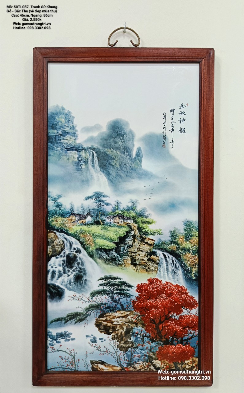 TRANH SỨ KHUNG GỖ - SẮC THU ( VẺ ĐẸP MÙA THU )